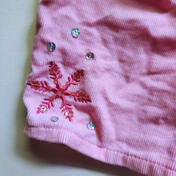 Build a Bear Girls Ski Team Winter Outfit Top and Shorts White Pink Snowflake - Picture 4 of 7